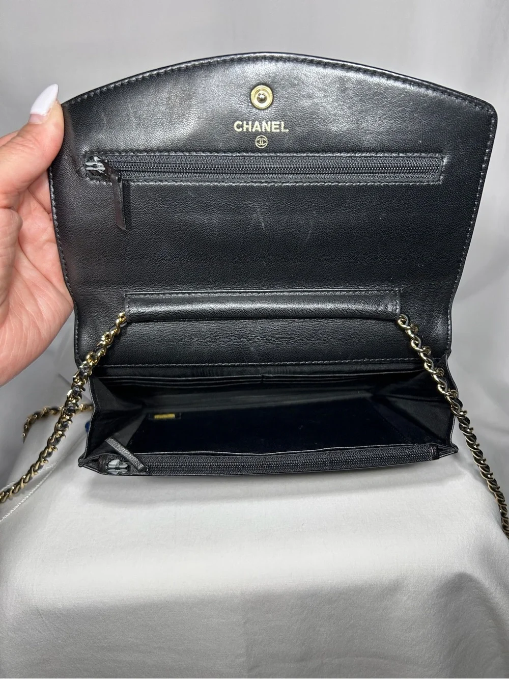 Chanel Wallet on Chain Authentic WOC black caviar leather pebbled finish